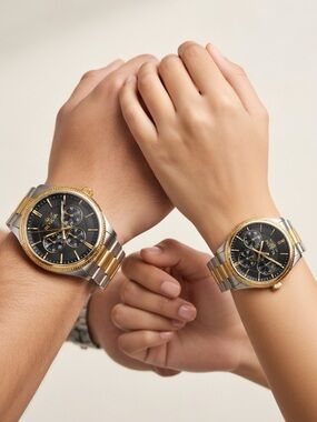 Invicta Two-Tone Gold and Silver Men's Chronograph Watch with Black Dial